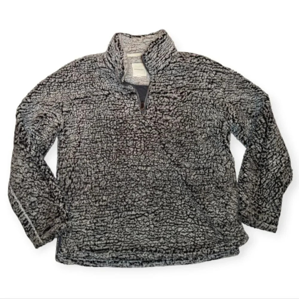 Thread & Supply Sherpa Black & White 1/4 Zip Up Sweater Woman  medium